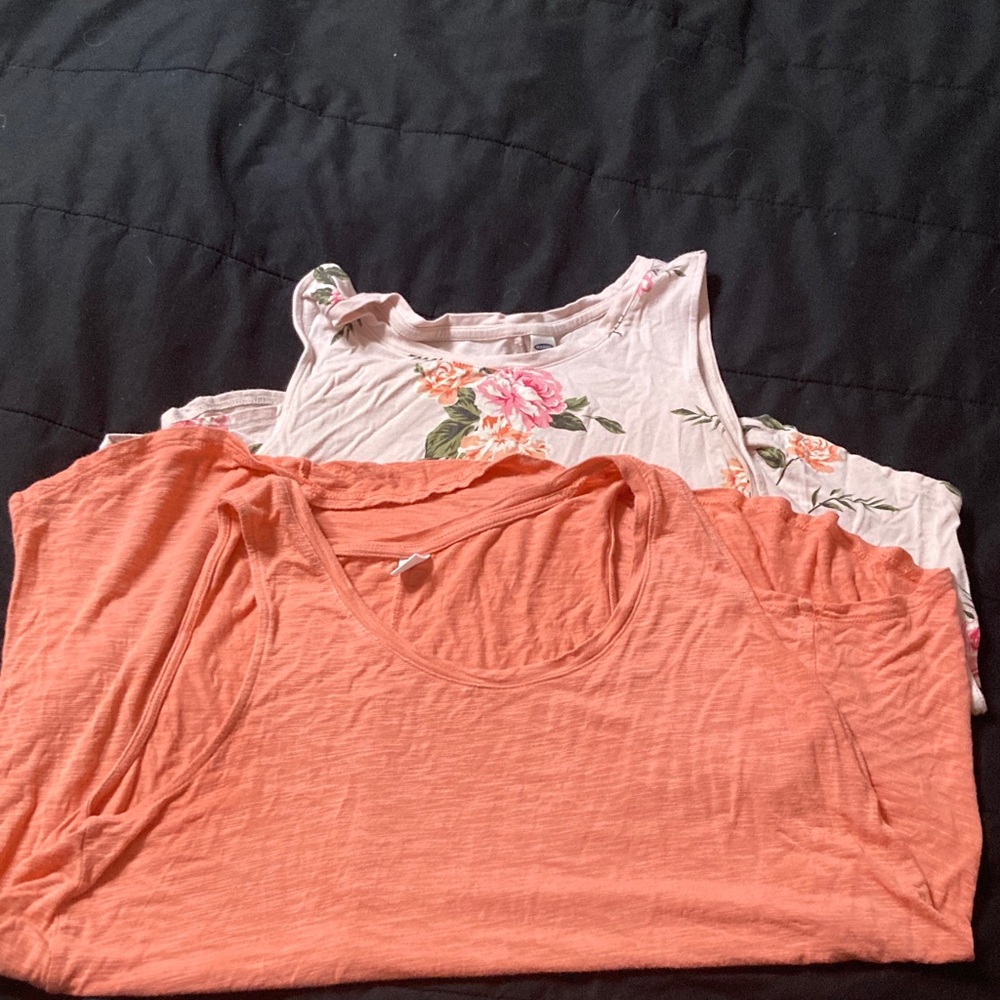Old Navy Floral and Orange Tank Tops